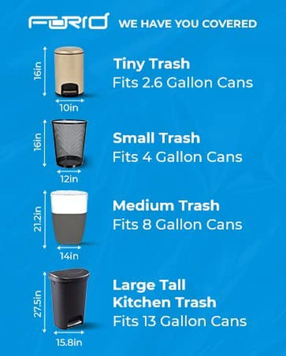 Clear Small Trash Bags, 2.6 Gallon Garbage Bags, Wastebasket Bin Liners 220 Count Plastic Trash Bags for Bathroom Bedroom Office Garbage Can 10 Liters - Durable & Thick Trash Bag